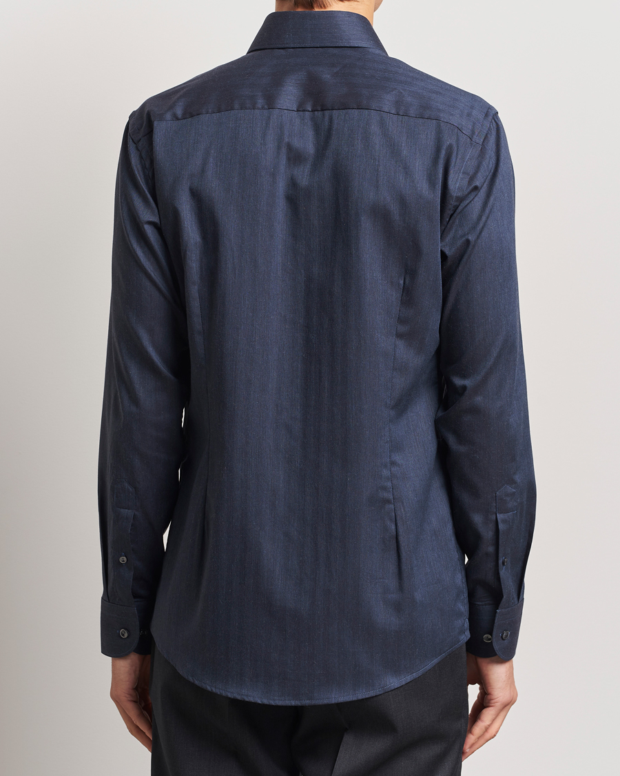 Mies | Kauluspaidat | Eton | Slim Fit Wrinkle Free Flannel Shirt Navy Blue