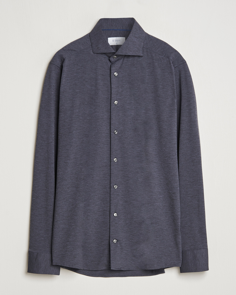 Mies | Kauluspaidat | Eton | Slim Fit Four Way Stretch Shirt Dark Grey