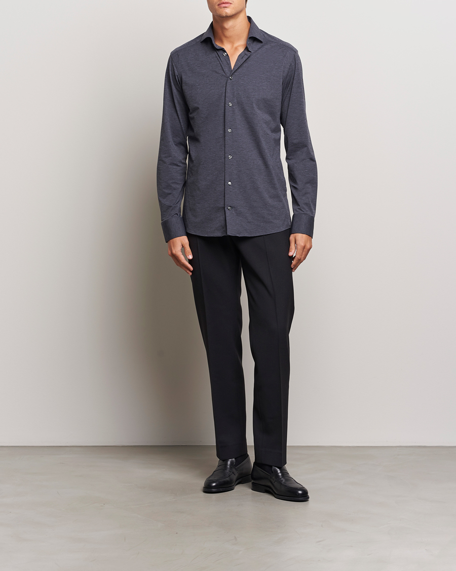 Mies | Kauluspaidat | Eton | Slim Fit Four Way Stretch Shirt Dark Grey