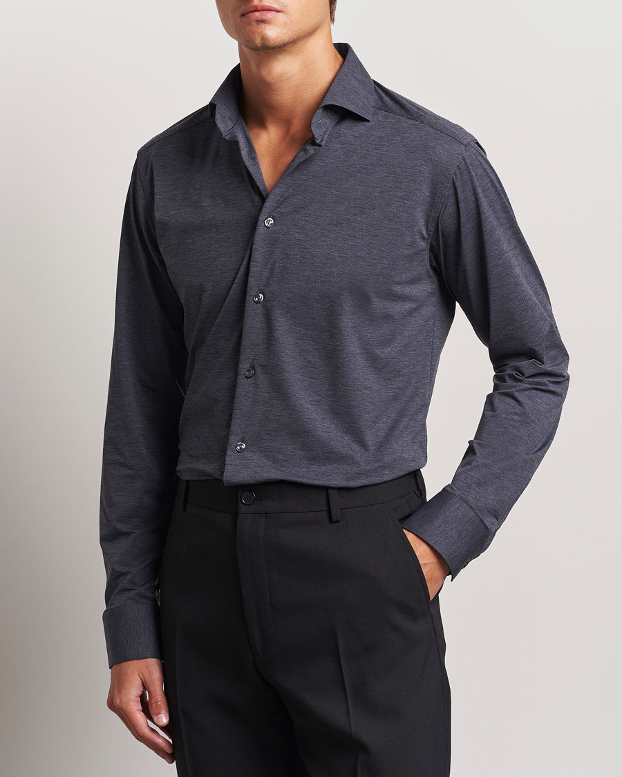 Mies | Kauluspaidat | Eton | Slim Fit Four Way Stretch Shirt Dark Grey