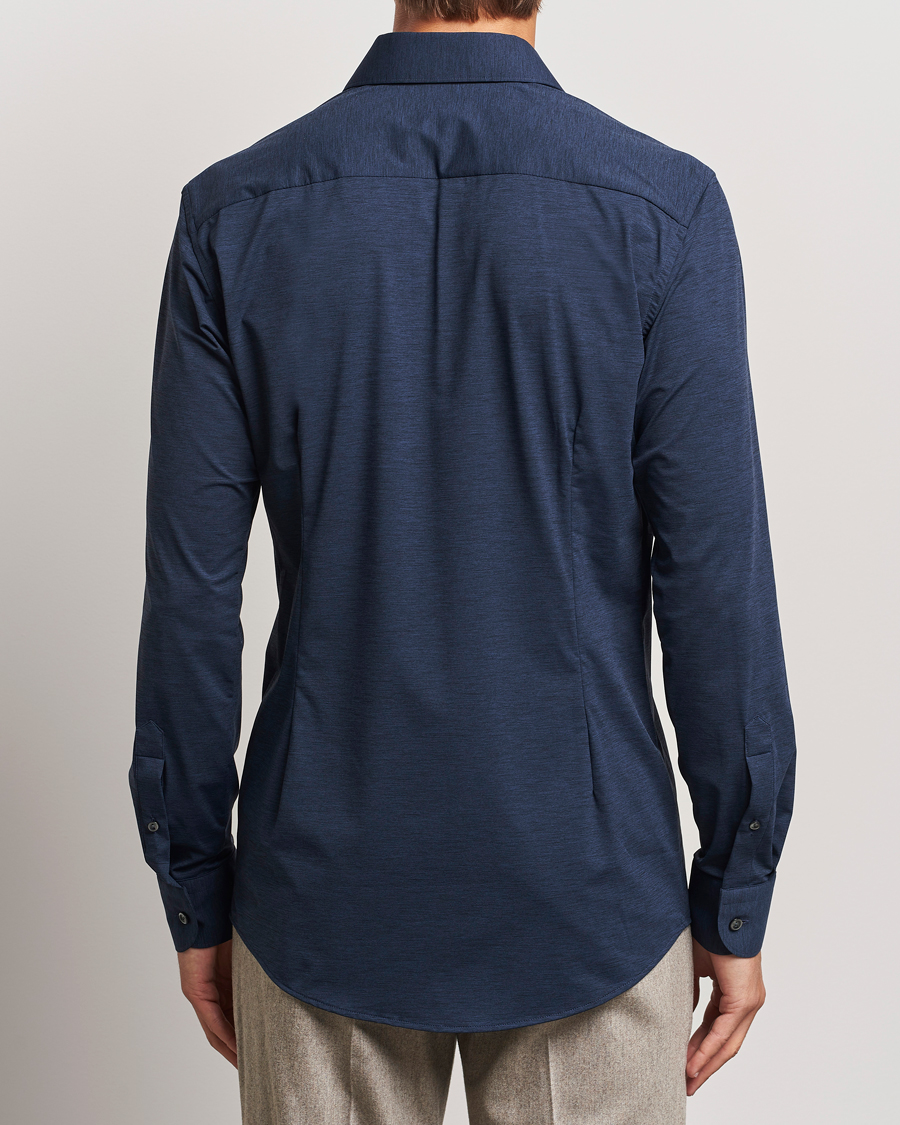 Mies | Kauluspaidat | Eton | Slim Fit Four Way Stretch Shirt Navy Blue