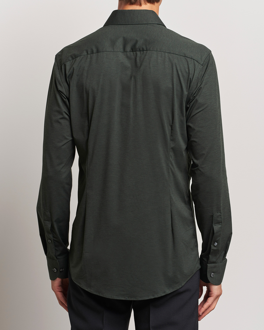 Mies | Kauluspaidat | Eton | Slim Fit Four Way Stretch Shirt Dark Green