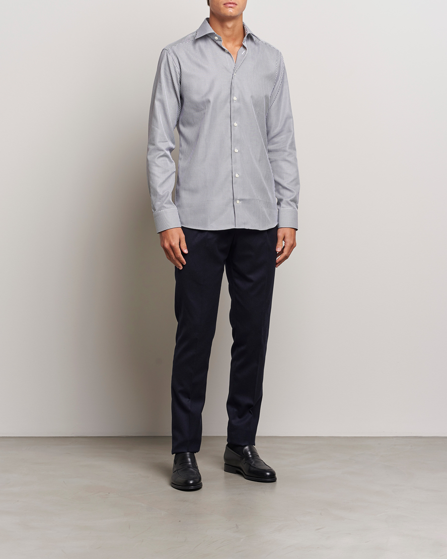 Mies | Kauluspaidat | Eton | Slim Fit Signature Twill Striped Shirt Grey/White