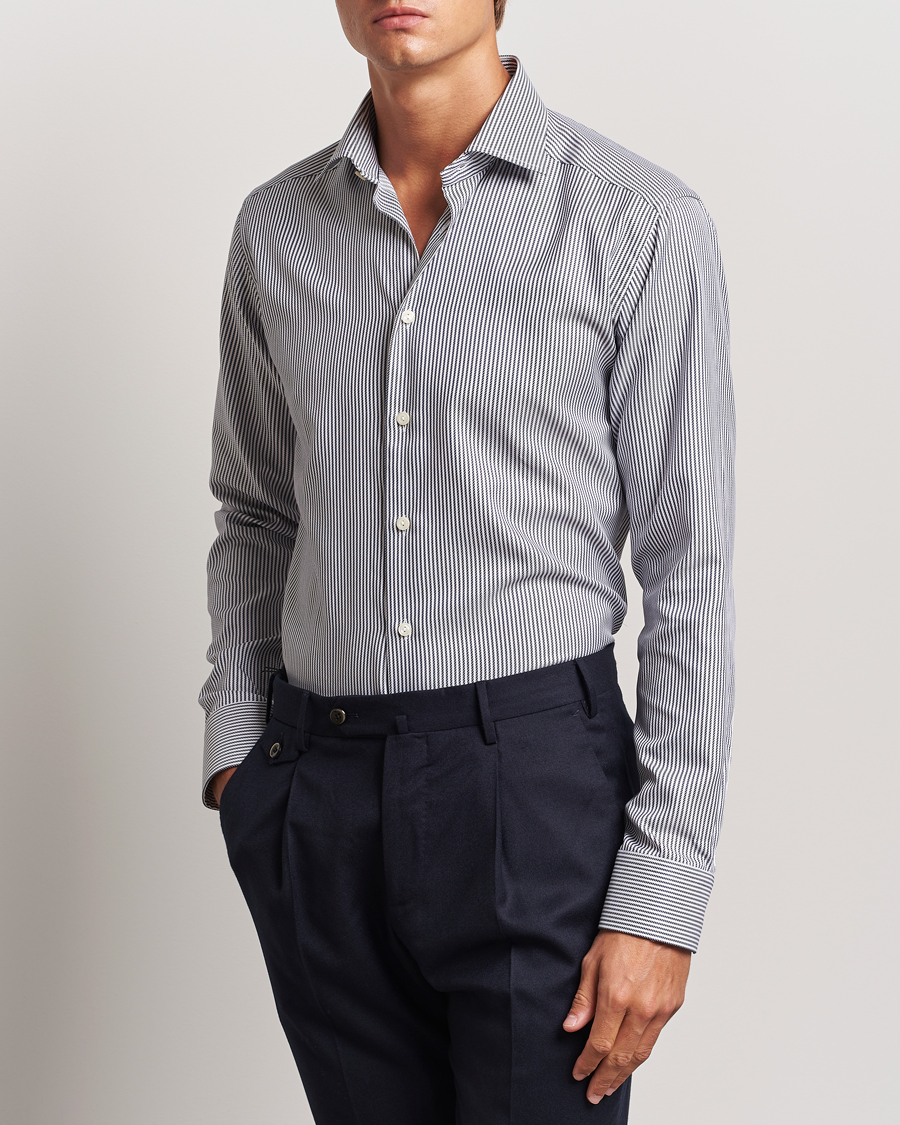 Mies | Kauluspaidat | Eton | Slim Fit Signature Twill Striped Shirt Grey/White
