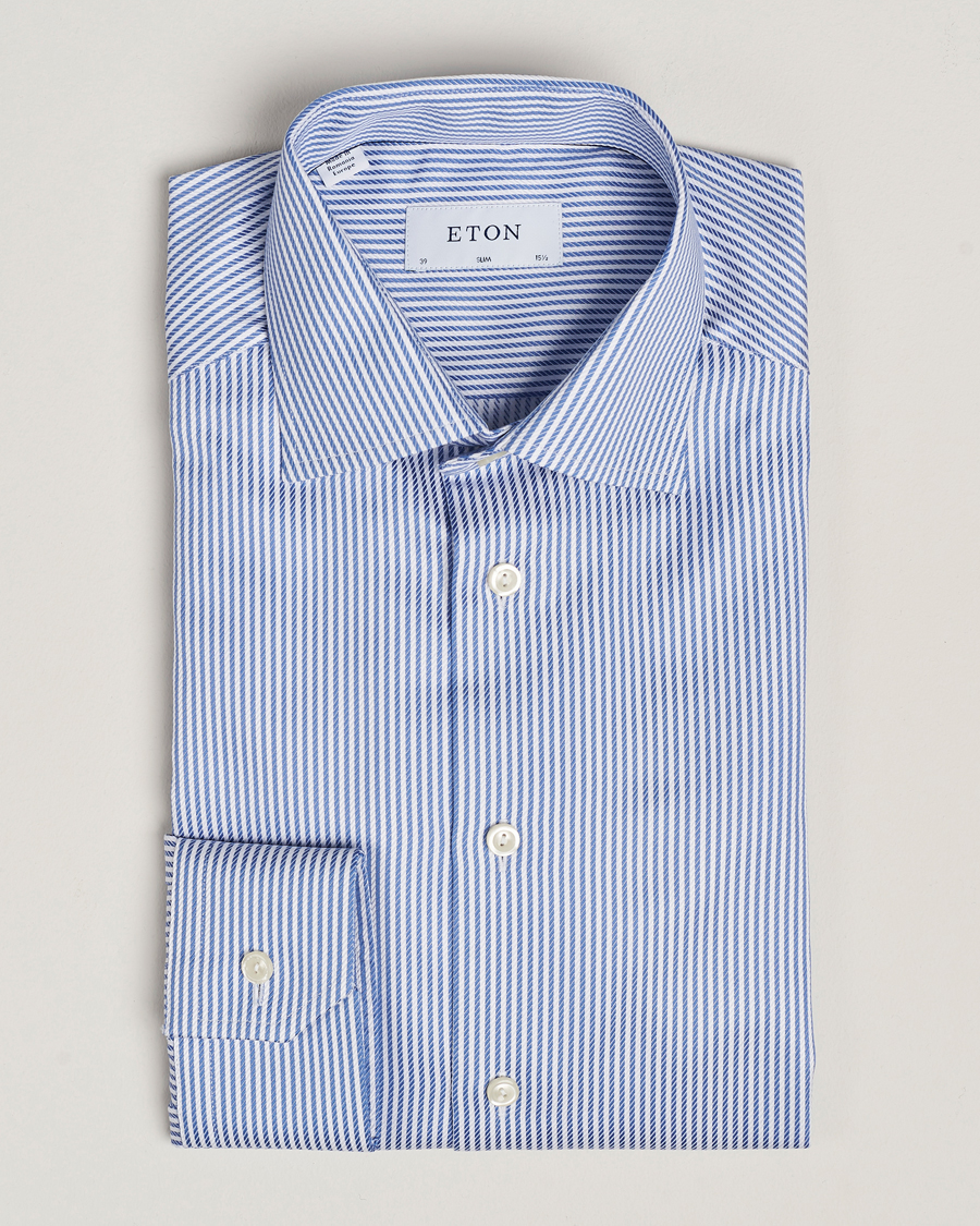 Mies | Kauluspaidat | Eton | Slim Fit Signature Twill Striped Shirt Blue/White