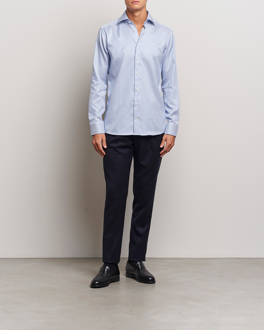 Mies | Kauluspaidat | Eton | Slim Fit Signature Twill Striped Shirt Blue/White