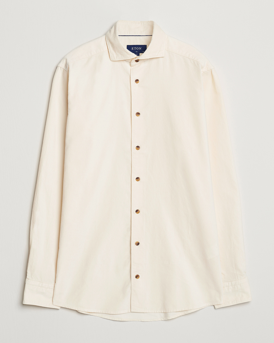 Mies | Kauluspaidat | Eton | Slim Fit Fine Wale Corduroy Shirt Off White
