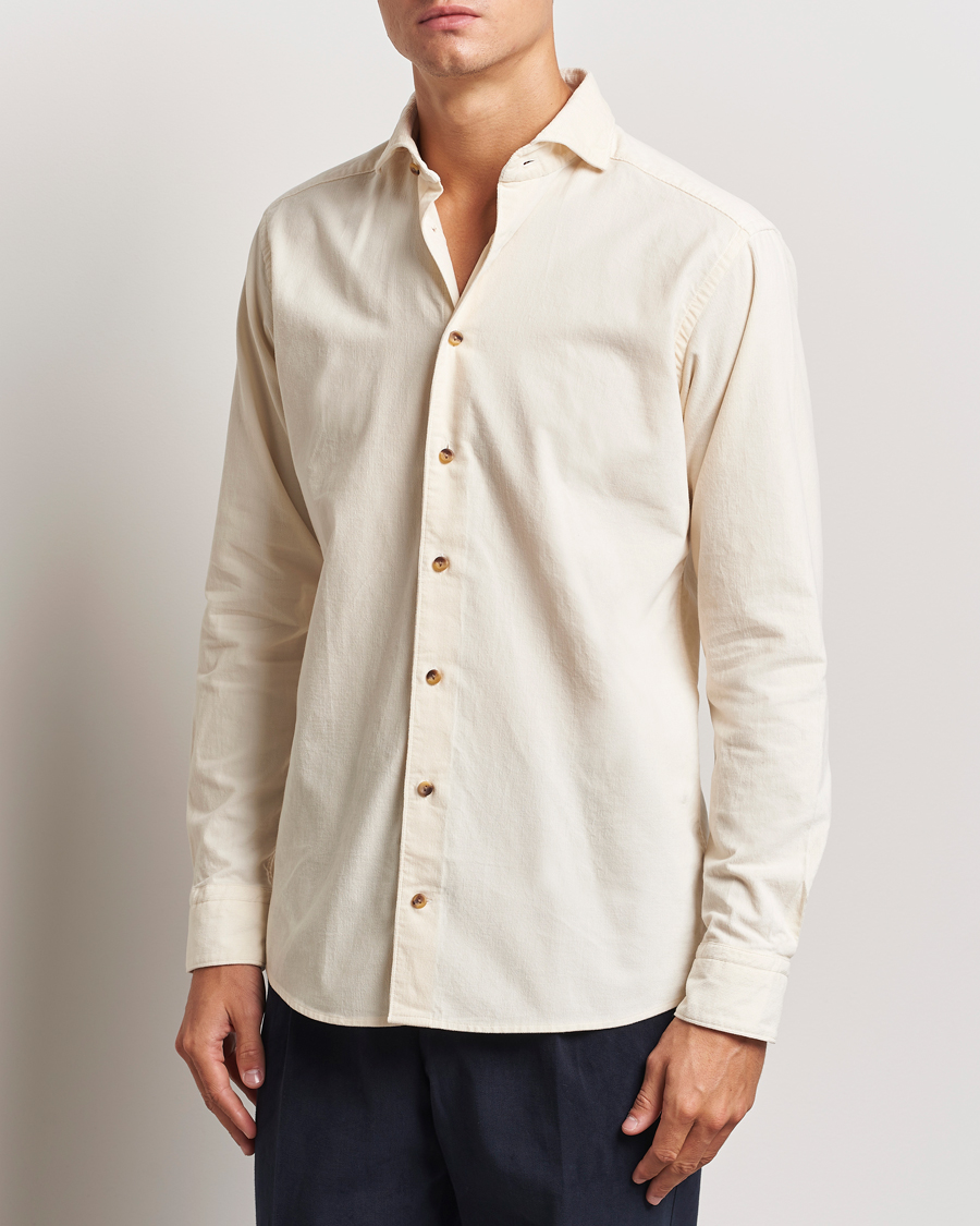 Mies | Kauluspaidat | Eton | Slim Fit Fine Wale Corduroy Shirt Off White