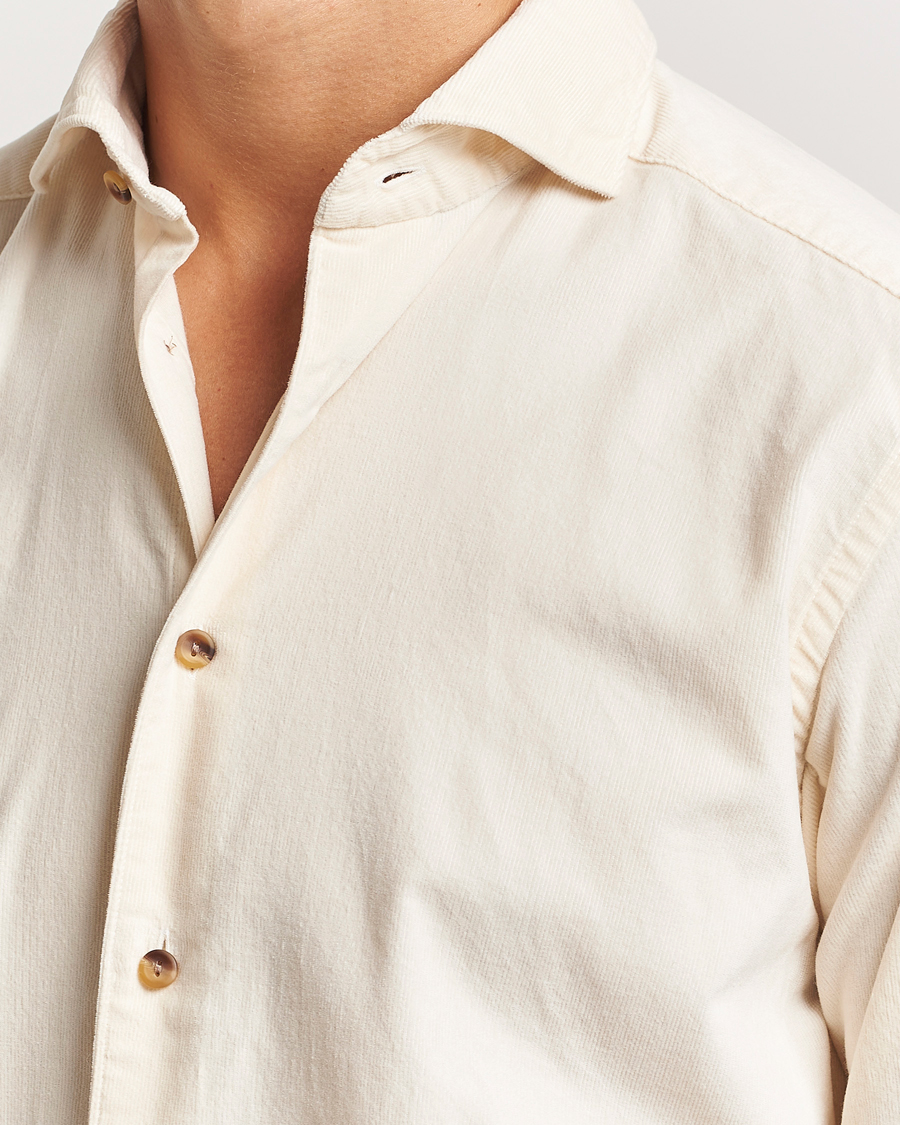 Mies | Kauluspaidat | Eton | Slim Fit Fine Wale Corduroy Shirt Off White