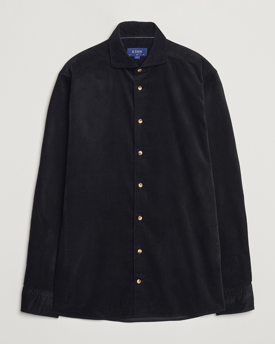 Mies | Kauluspaidat | Eton | Slim Fit Fine Wale Corduroy Shirt Black