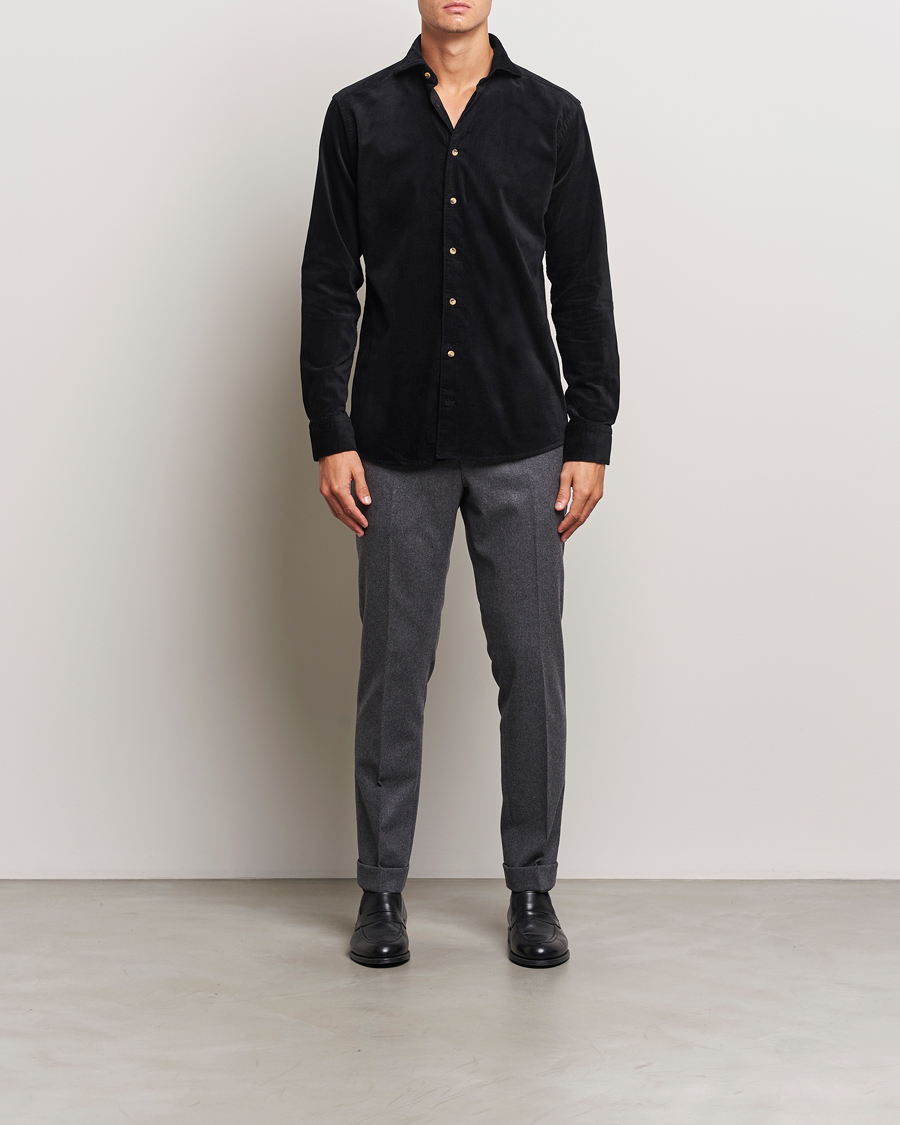 Mies | Kauluspaidat | Eton | Slim Fit Fine Wale Corduroy Shirt Black