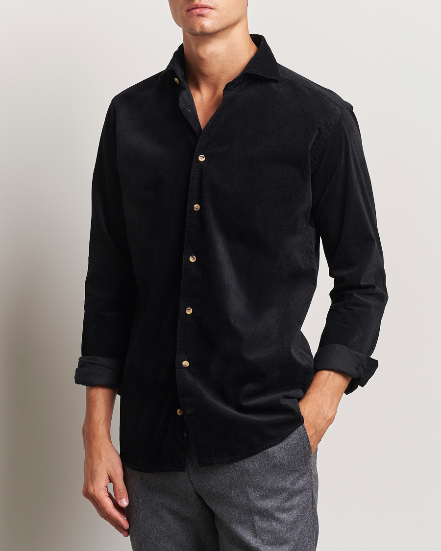 Mies | Kauluspaidat | Eton | Slim Fit Fine Wale Corduroy Shirt Black