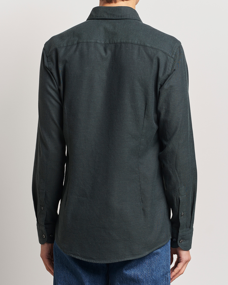Mies | Kauluspaidat | Eton | Slim Fit Twill Flannel Shirt Dark Green