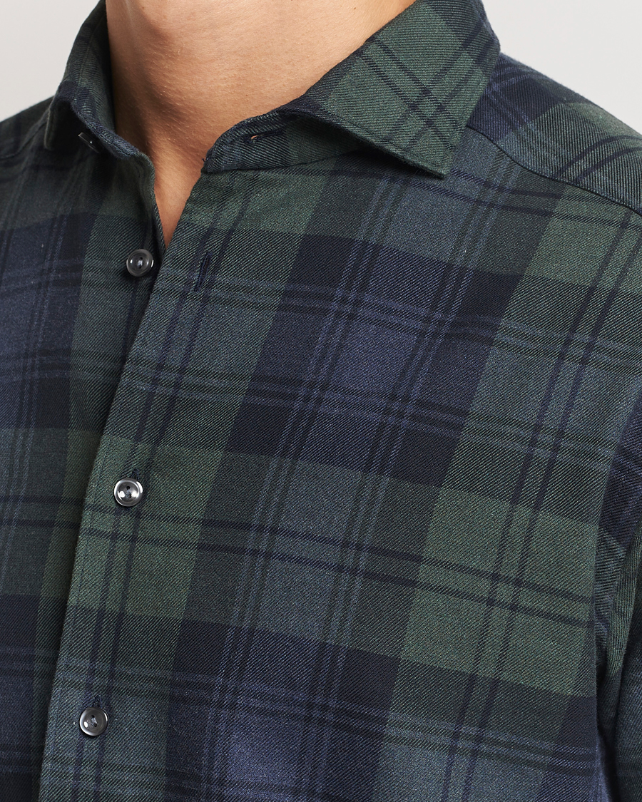 Mies | Kauluspaidat | Eton | Slim Fit Checked Flannel Shirt Dark Green