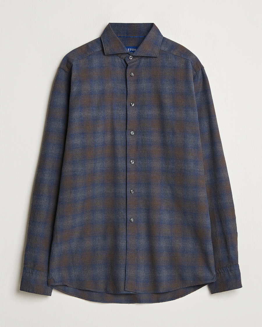 Mies | Kauluspaidat | Eton | Slim Fit Checked Flannel Shirt Navy Blue