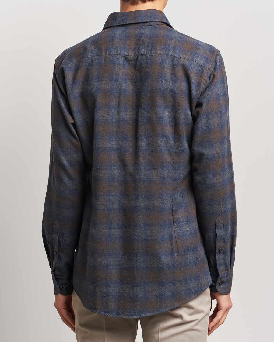 Mies | Kauluspaidat | Eton | Slim Fit Checked Flannel Shirt Navy Blue