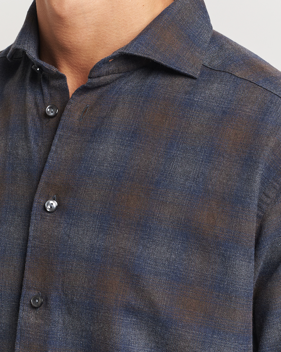 Mies | Kauluspaidat | Eton | Slim Fit Checked Flannel Shirt Navy Blue