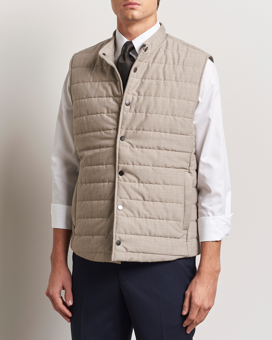 Mies | Takit | Eton | Padded Wool Vest Beige