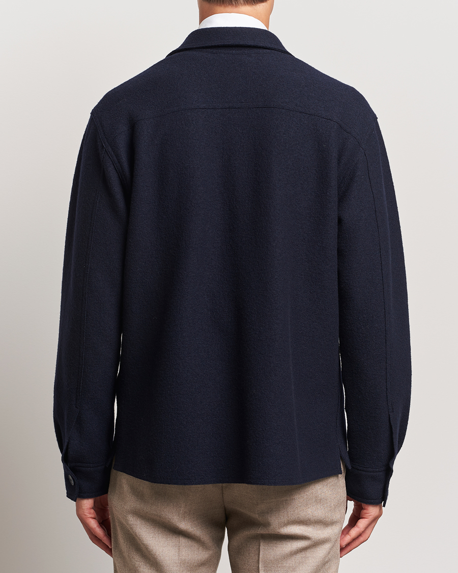 Mies | Kauluspaidat | Eton | Boiled Wool Overshirt Navy Blue