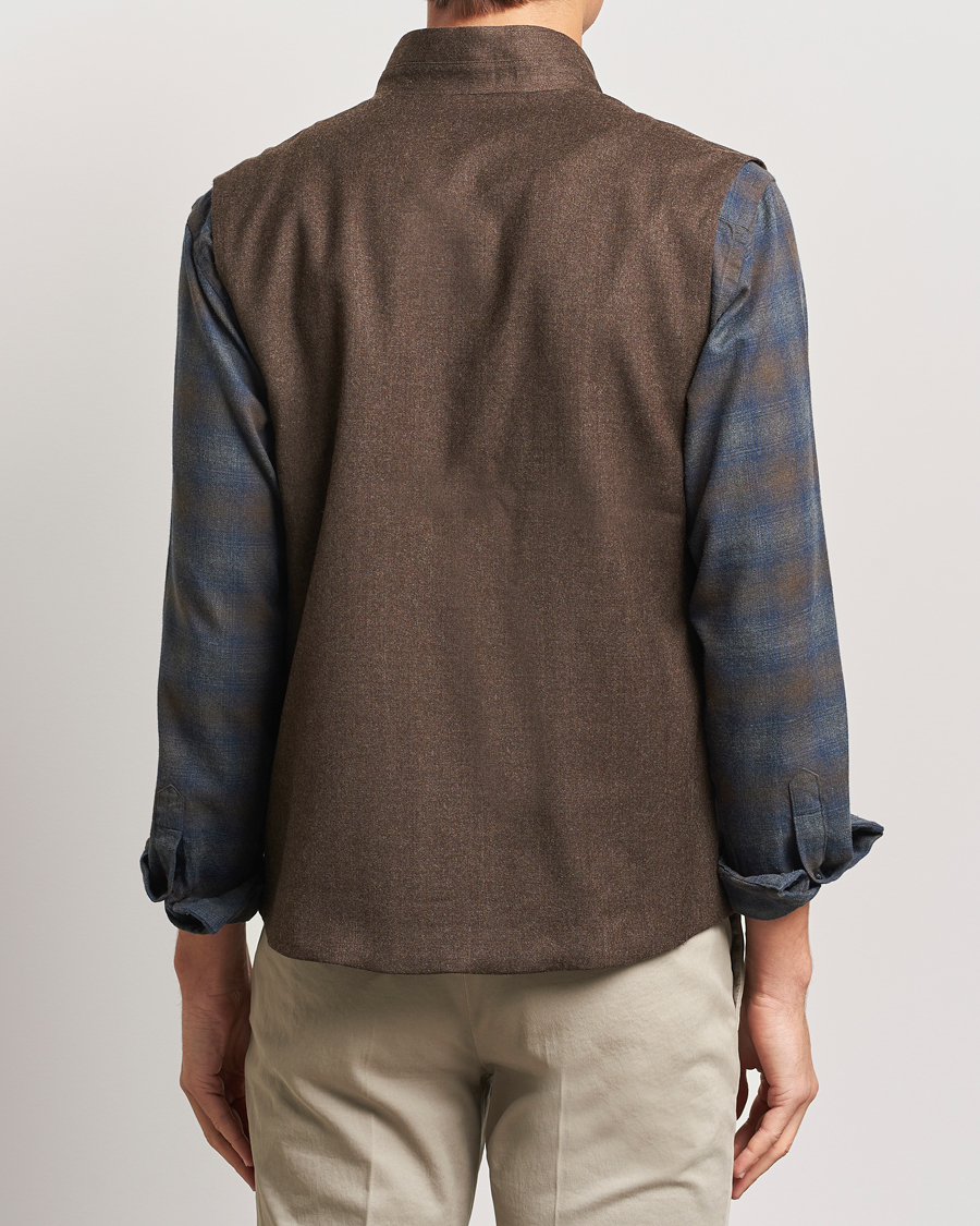 Mies | Takit | Eton | Wool Flannel Vest Dark Brown