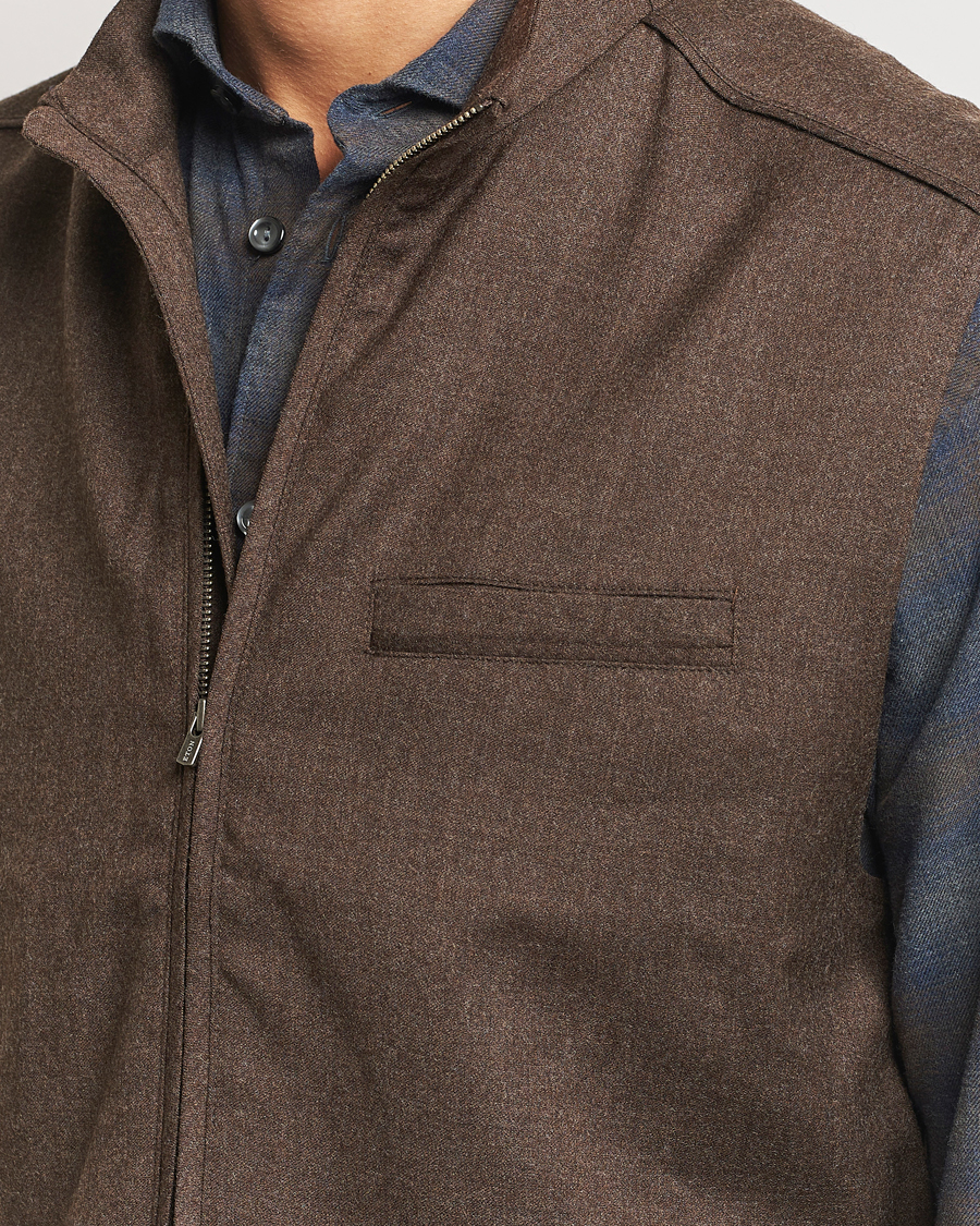 Mies | Takit | Eton | Wool Flannel Vest Dark Brown