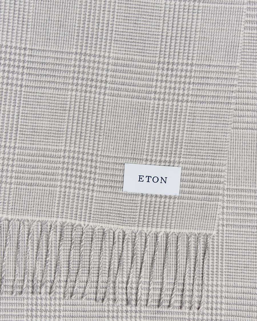 Mies | Eton Merino Wool Prince Of Wales Scarf Grey | Eton | Merino Wool Prince Of Wales Scarf Grey