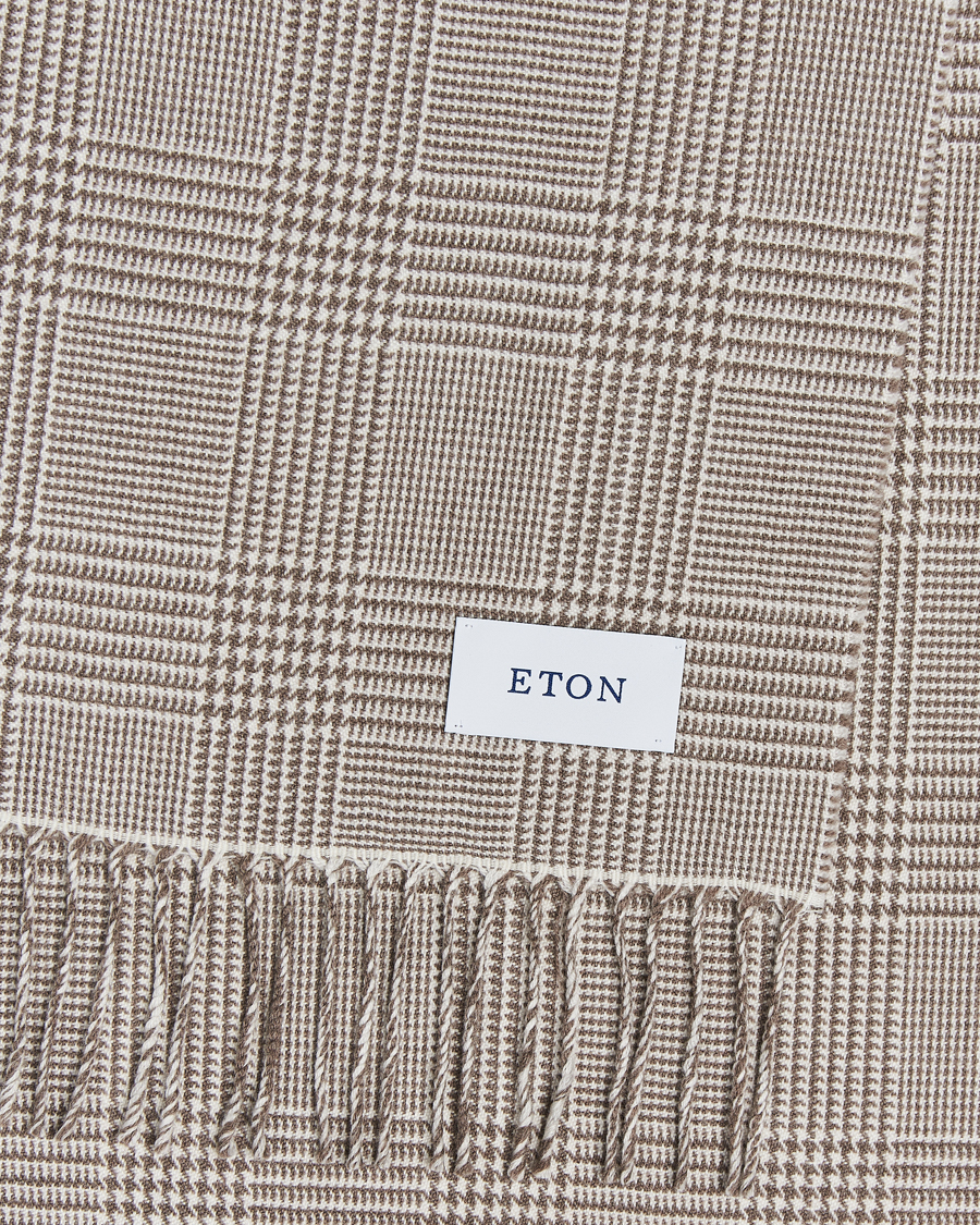 Mies | Eton Merino Wool Prince Of Wales Scarf Beige | Eton | Merino Wool Prince Of Wales Scarf Beige