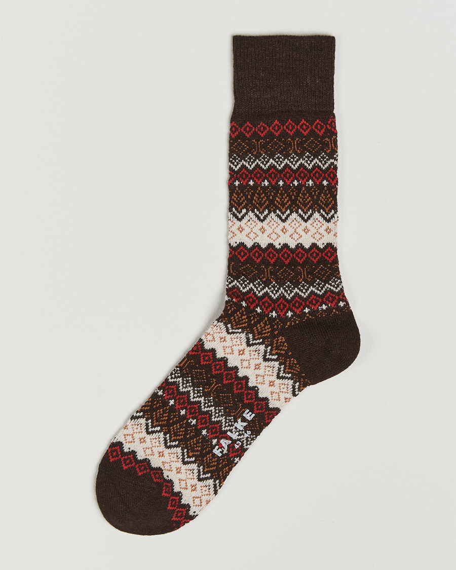 Mies | Alusvaatteet | Falke | Aspen Fairisle Socks Dark Brown