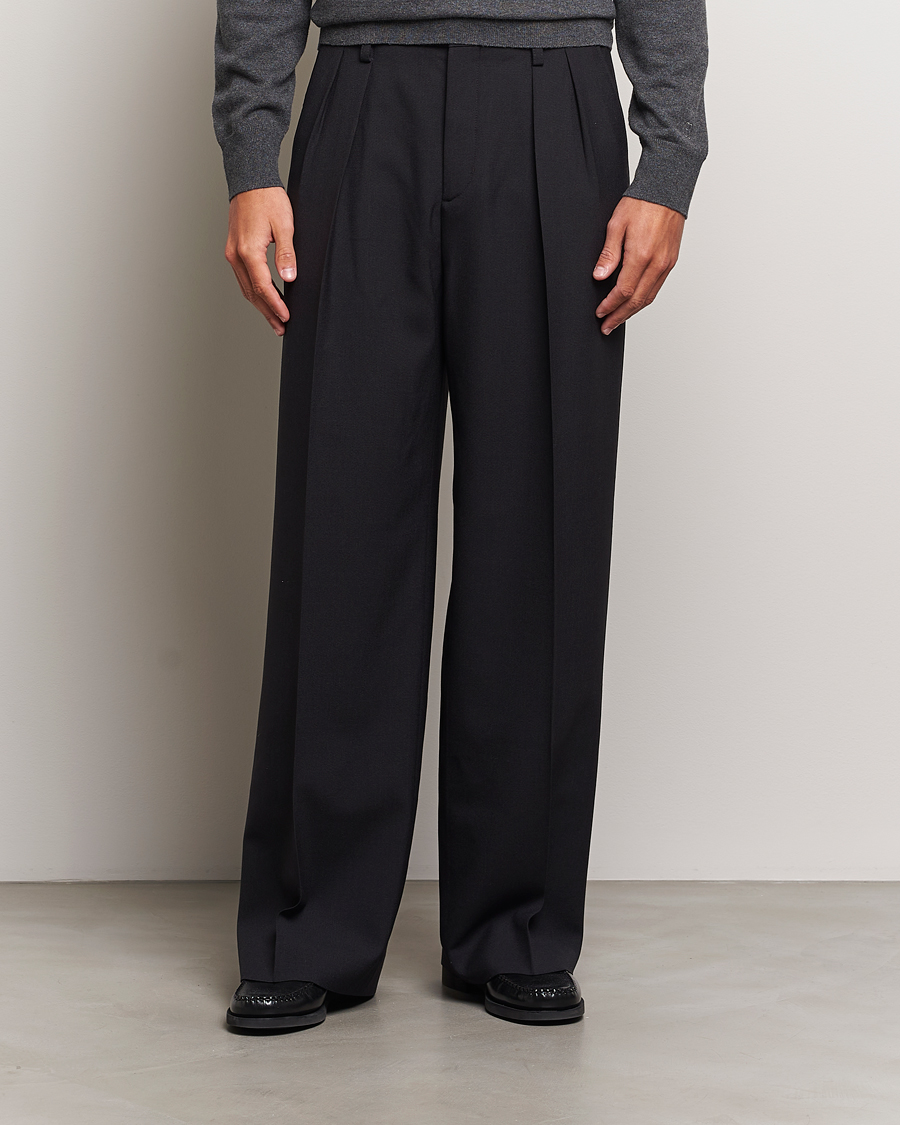 Mies | Housut | Filippa K | Milo Wide Wool Trousers Black