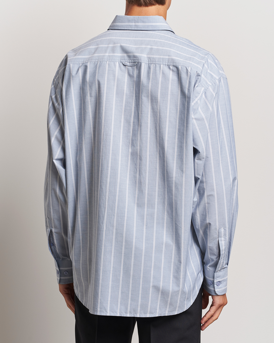 Mies | Kauluspaidat | Filippa K | Striped Cotton Poplin Shirt Blue/White