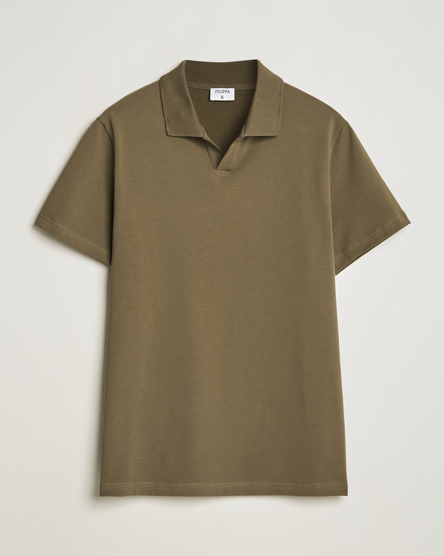 Mies | Pikeet | Filippa K | Soft Lycra Polo T-Shirt Dark Sage