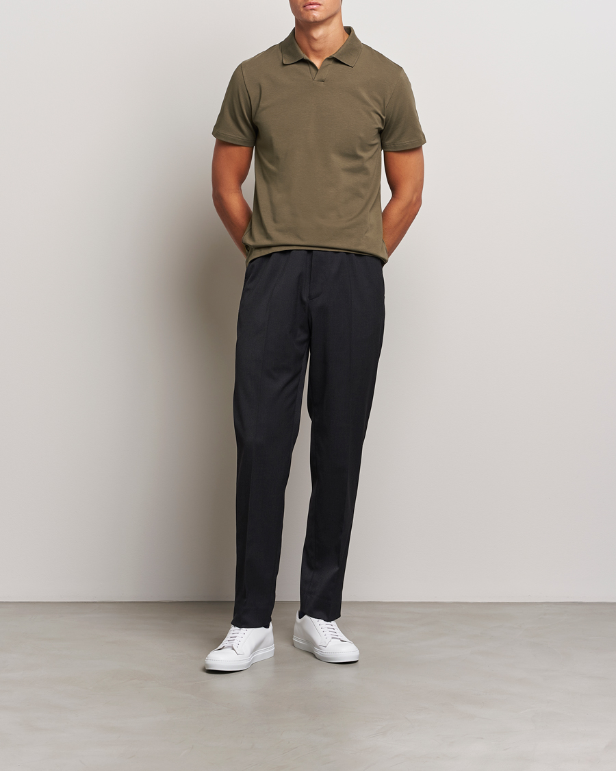 Mies | Pikeet | Filippa K | Soft Lycra Polo T-Shirt Dark Sage