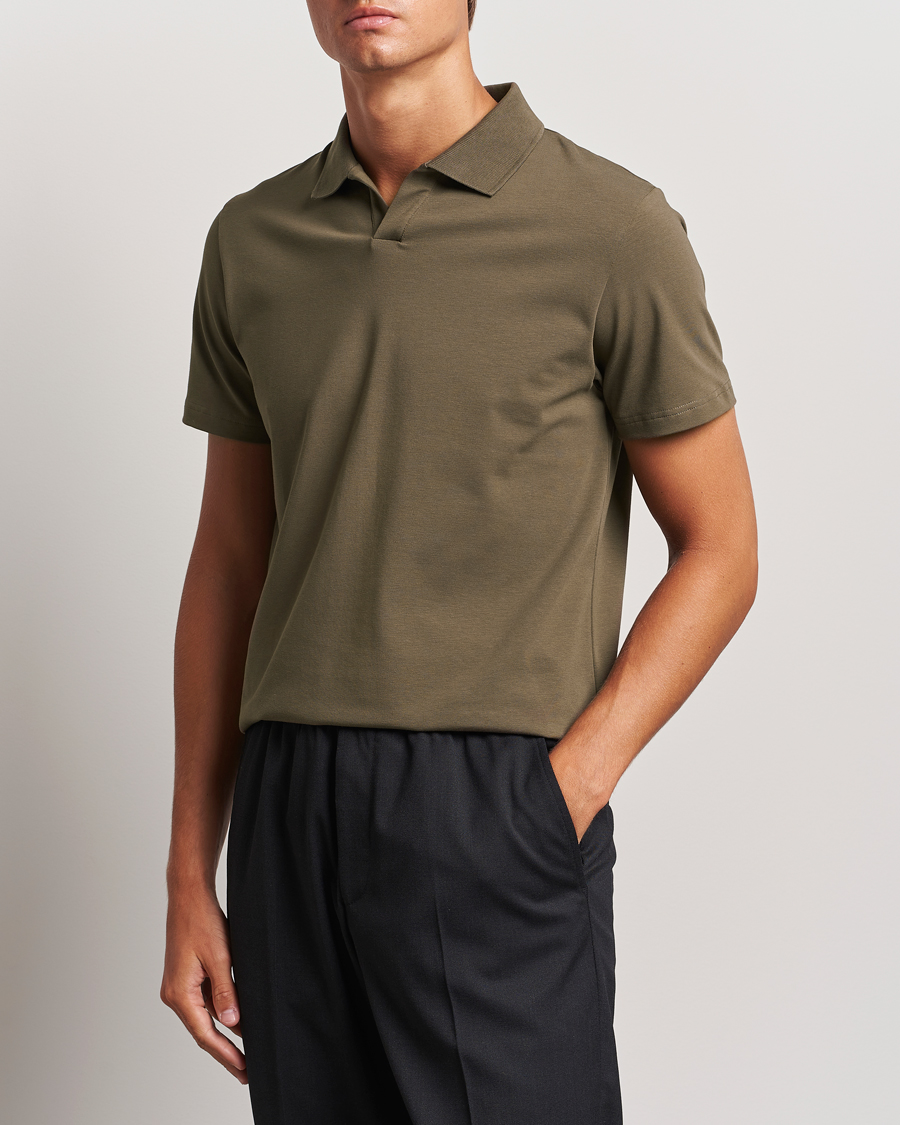 Mies | Pikeet | Filippa K | Soft Lycra Polo T-Shirt Dark Sage