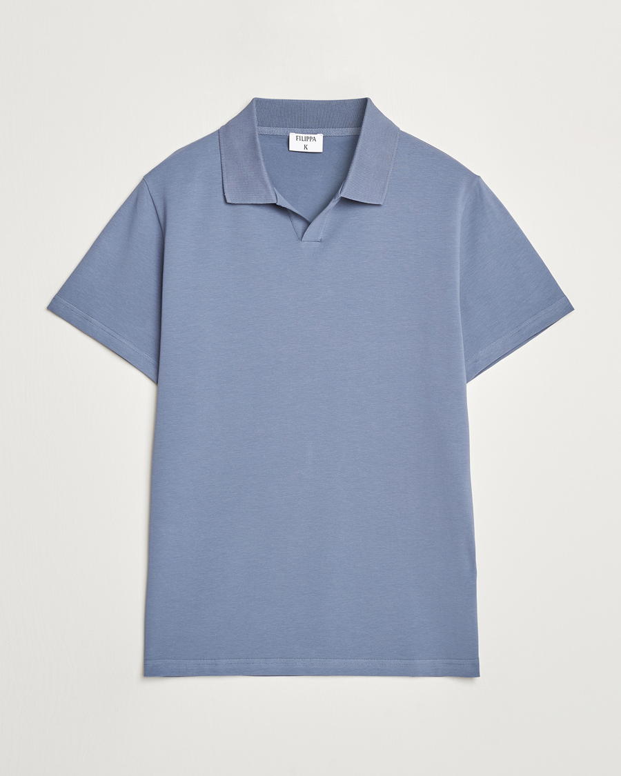 Mies | Pikeet | Filippa K | Soft Lycra Polo T-Shirt Grey Blue