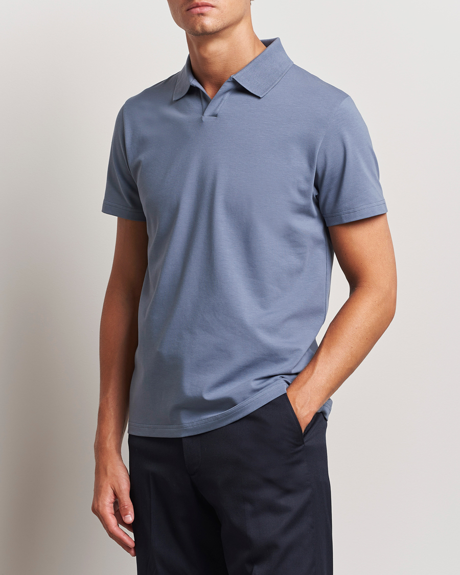 Mies | Pikeet | Filippa K | Soft Lycra Polo T-Shirt Grey Blue