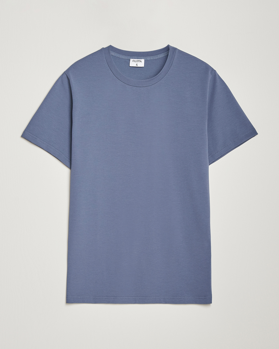 Mies | T-paidat | Filippa K | Soft Lycra T-Shirt Grey Blue