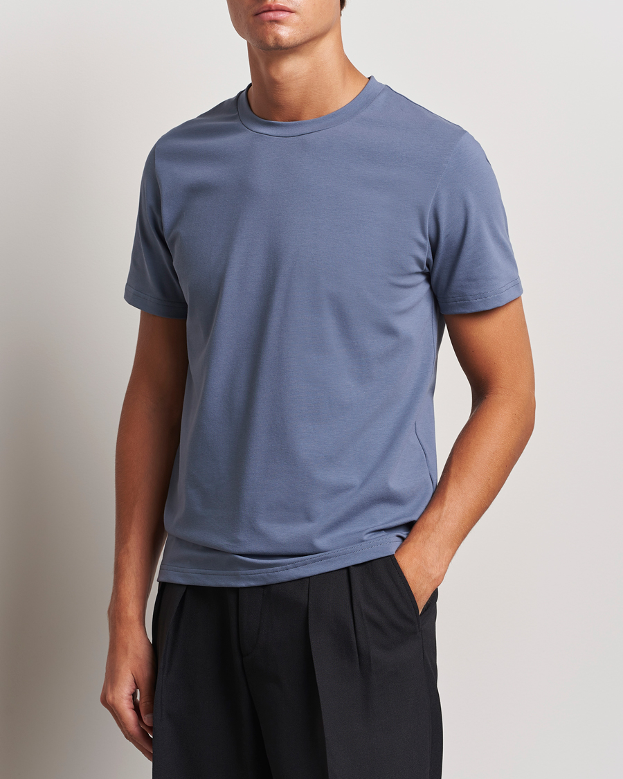 Mies | T-paidat | Filippa K | Soft Lycra T-Shirt Grey Blue