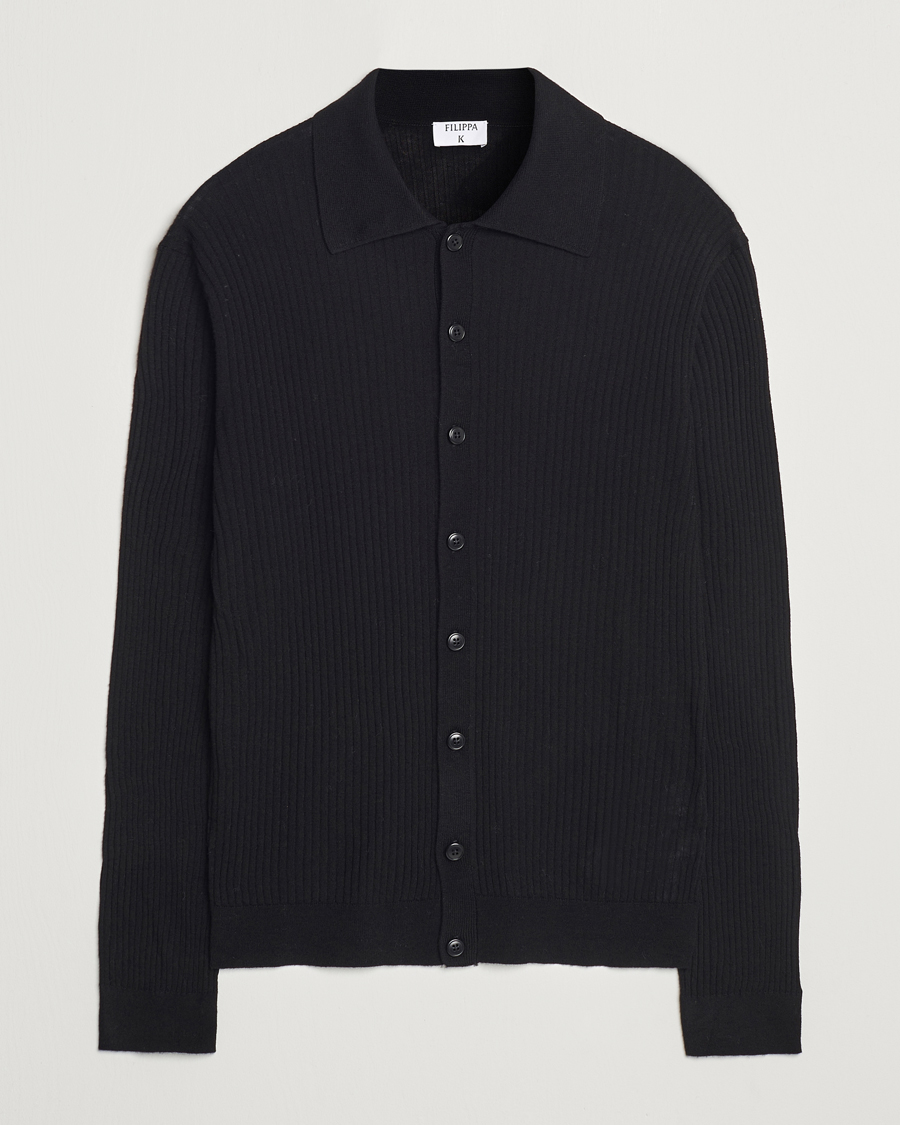Mies | Puserot | Filippa K | Light Knitted Cardigan Black