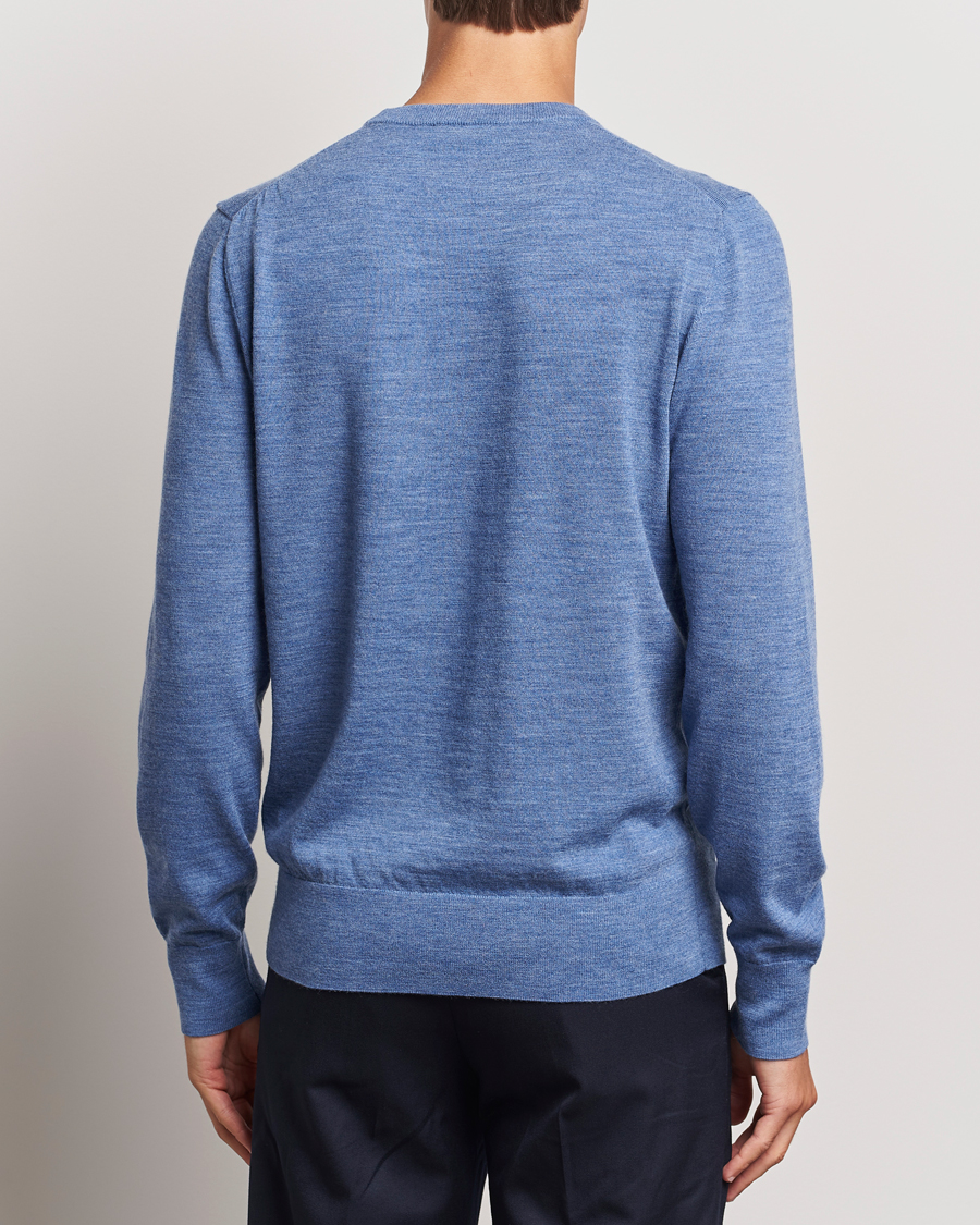 Mies | Puserot | Filippa K | Merino Round Neck Sweater Blue Melange