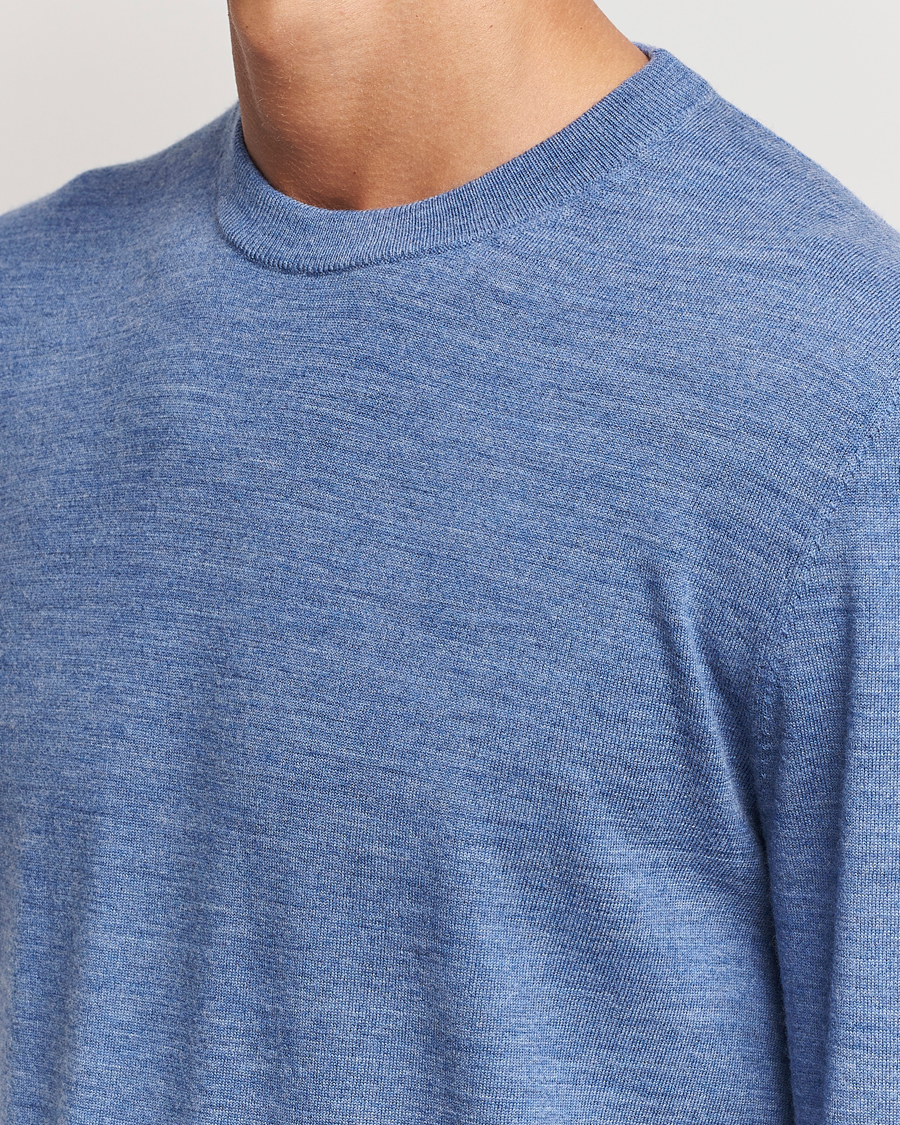 Mies | Puserot | Filippa K | Merino Round Neck Sweater Blue Melange