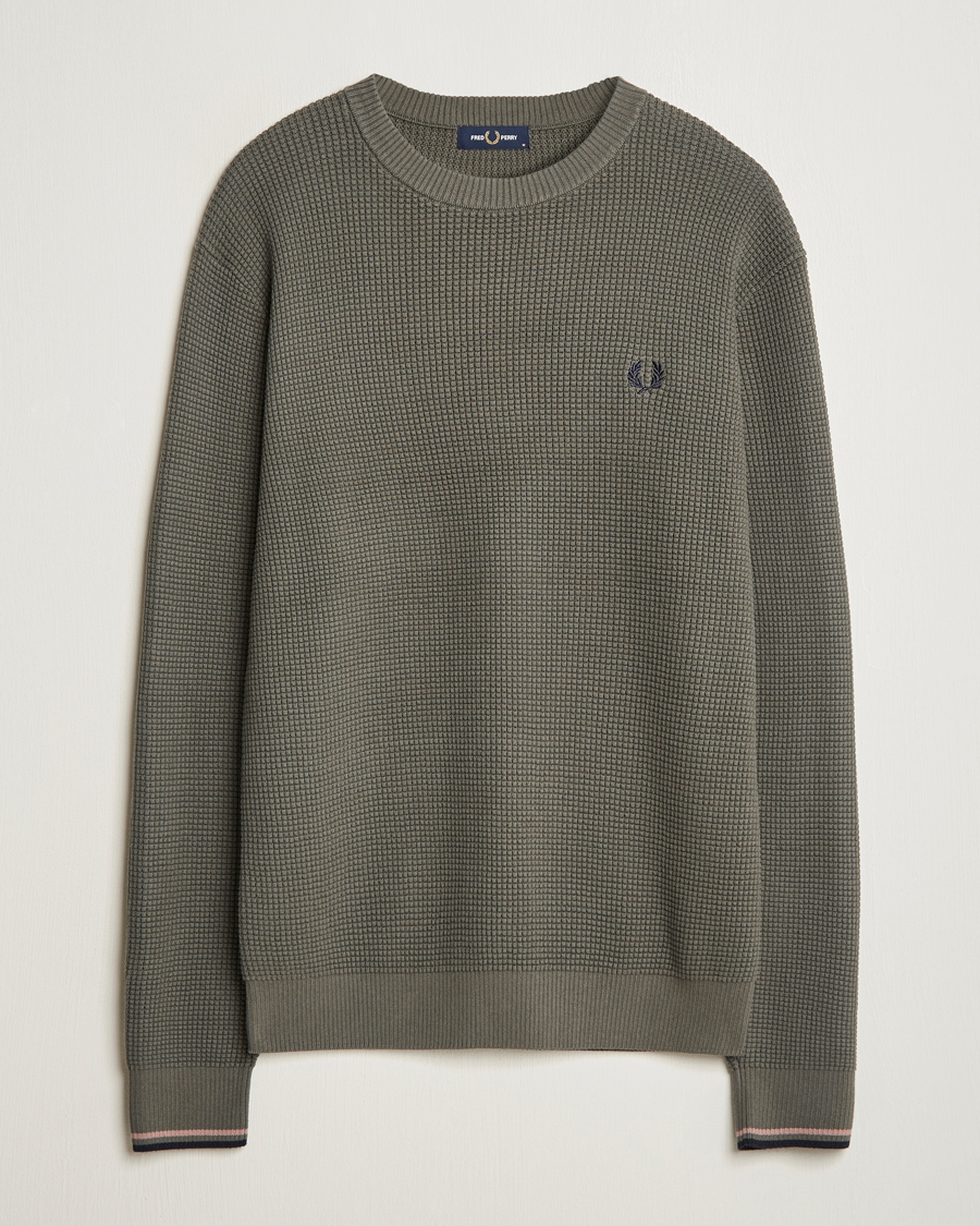 Mies | Puserot | Fred Perry | Waffle Stitch Jumper Field Green