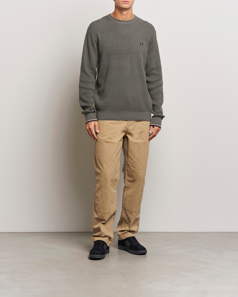 Mies | Puserot | Fred Perry | Waffle Stitch Jumper Field Green