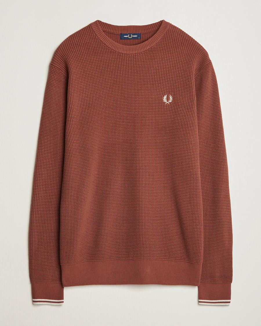 Mies | Puserot | Fred Perry | Waffle Stitch Jumper Whiskey Brown