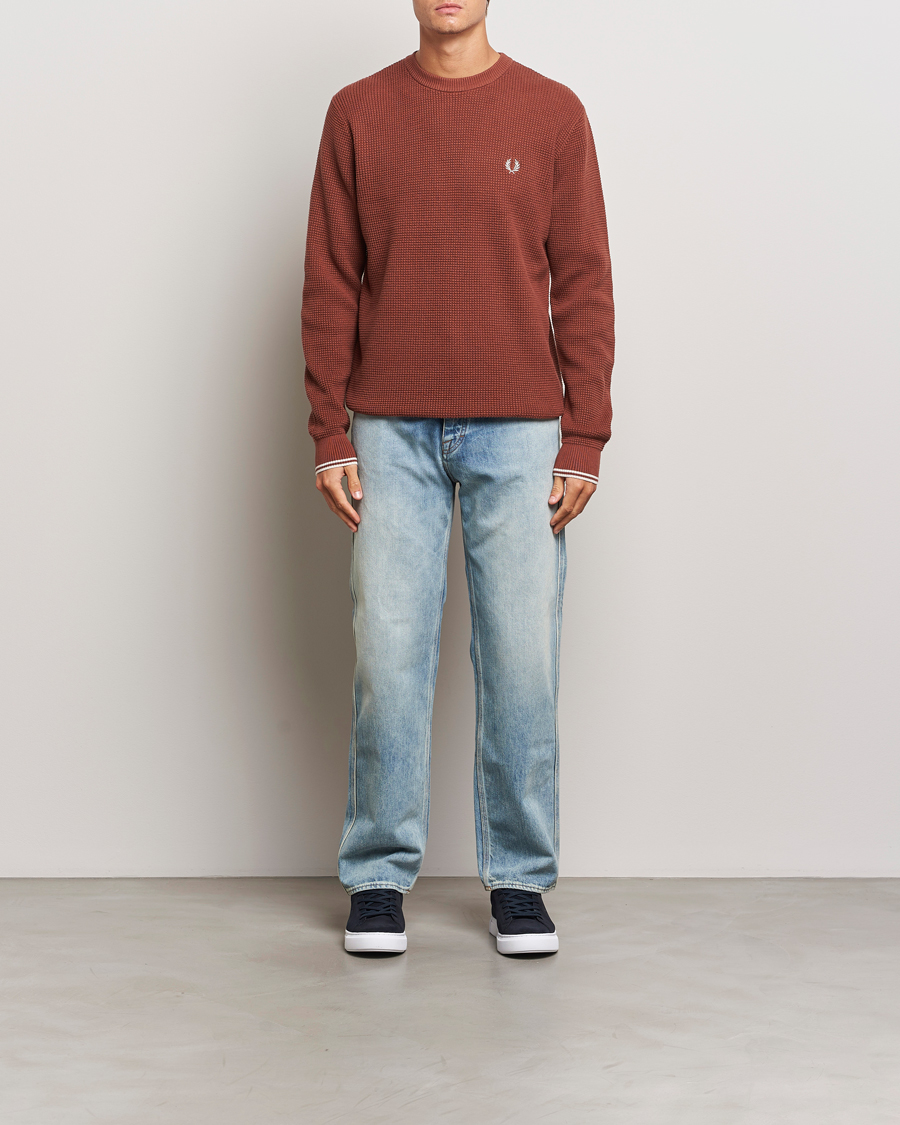 Mies | Puserot | Fred Perry | Waffle Stitch Jumper Whiskey Brown