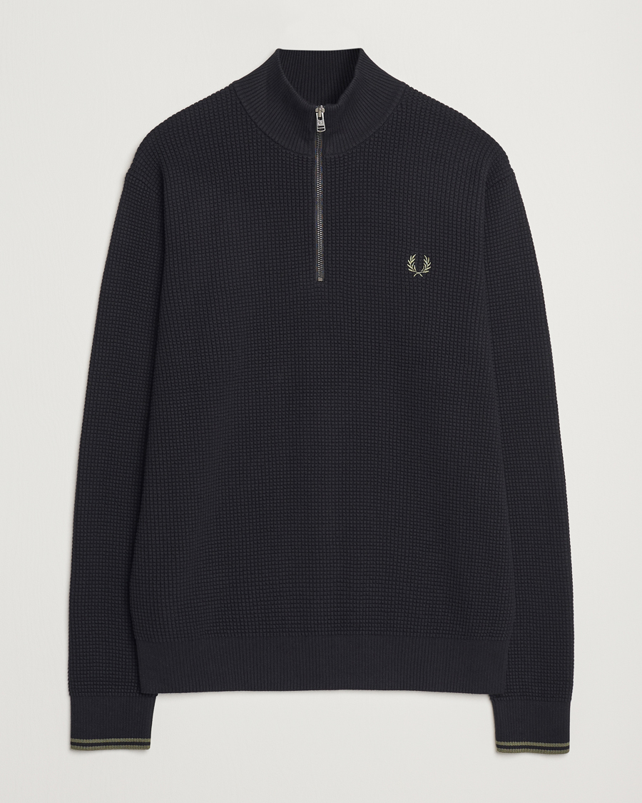 Mies | Puserot | Fred Perry | Waffle Stitch Half Zip Black