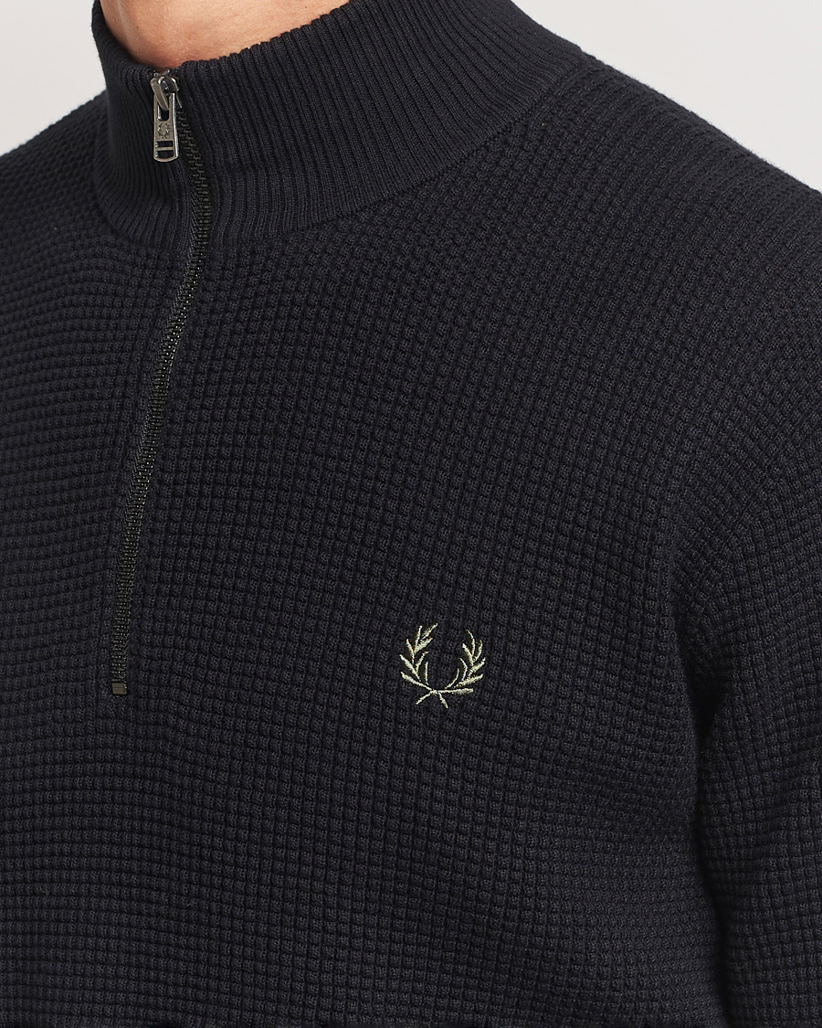 Mies | Puserot | Fred Perry | Waffle Stitch Half Zip Black