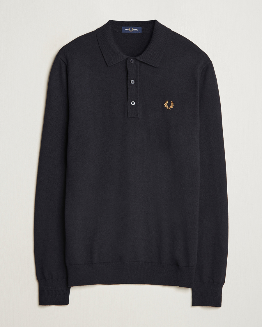 Mies | Puserot | Fred Perry | Knitted Long Sleeve Polo Navy