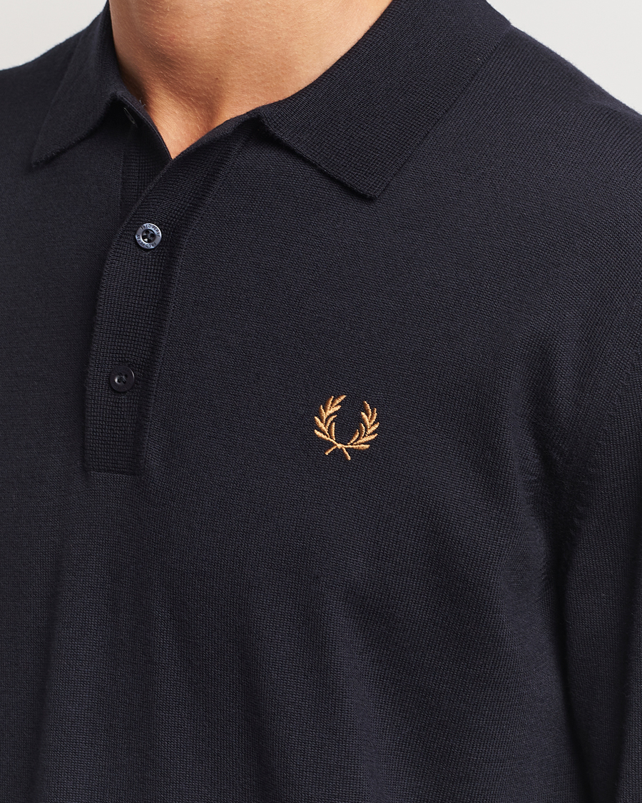 Mies | Puserot | Fred Perry | Knitted Long Sleeve Polo Navy