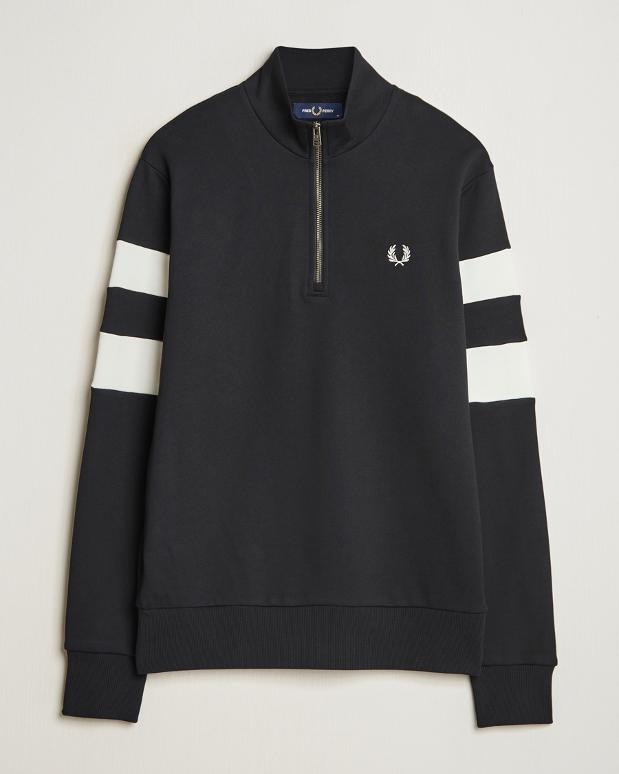 Mies | Puserot | Fred Perry | Tipped Sleeve Half Zip Sweatshirt Black