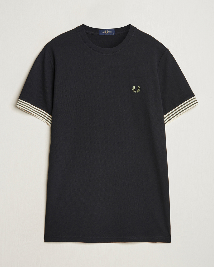 Mies | T-paidat | Fred Perry | Striped Cuff Crew Neck T-Shirt Black